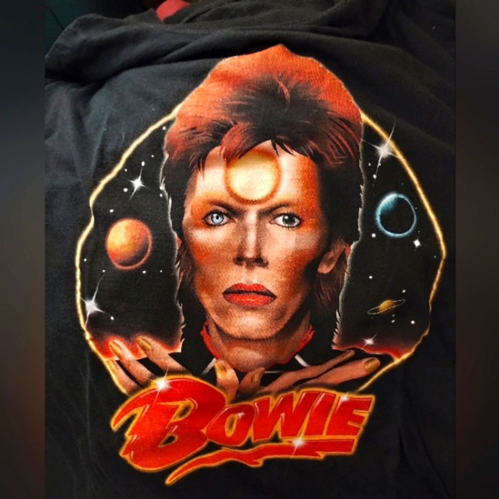 Space Oddity Design Black T-shirt of David Bowie